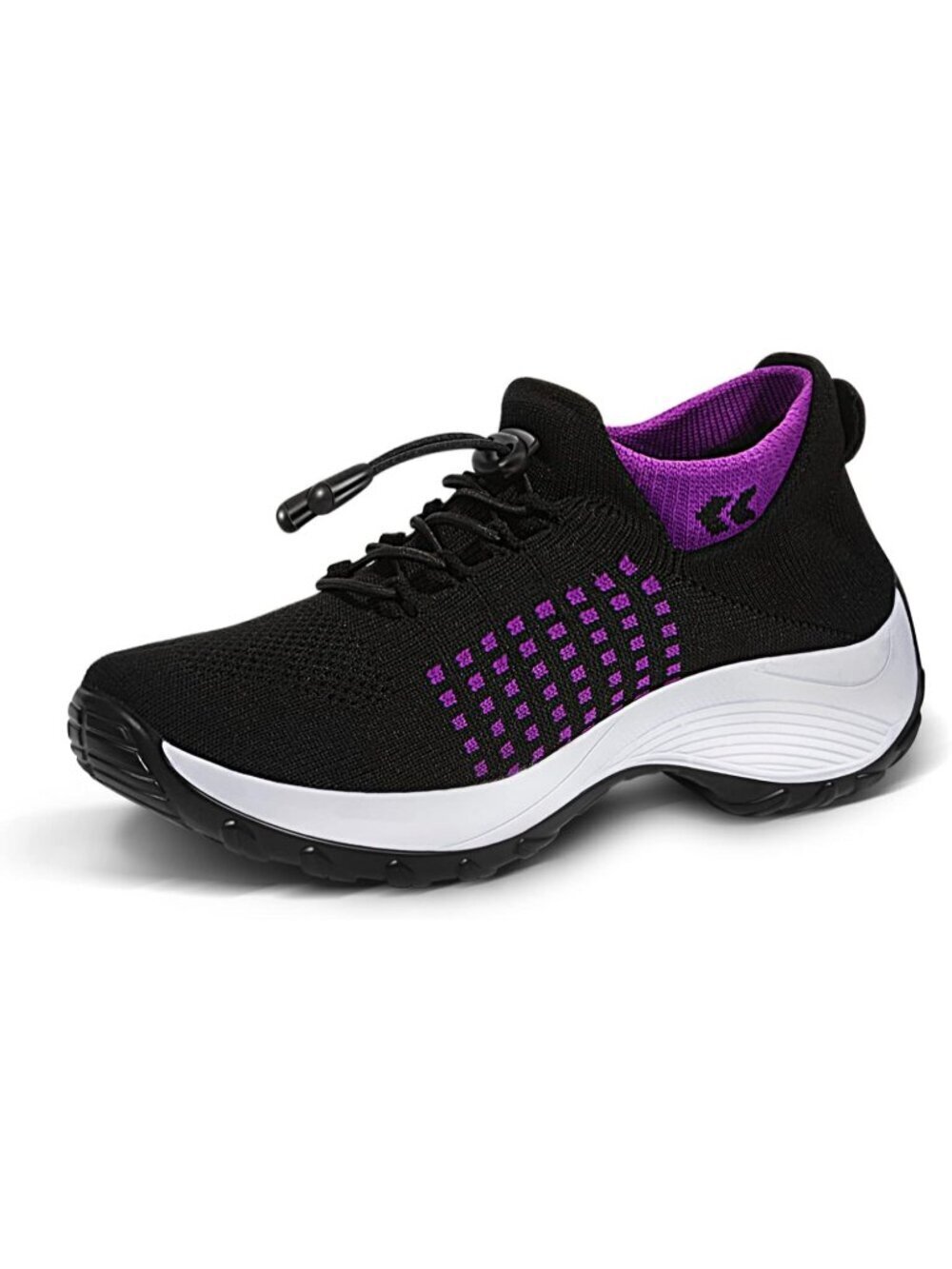 Women's Black Purple Orthopedic Breathable Slip on Thick Bottom Sneaker Shoes